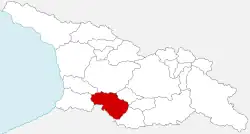 Poloha historické oblasti Meschetie na mapce Gruzie