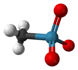 Kuličkový model molekuly methyltrioxorhenia