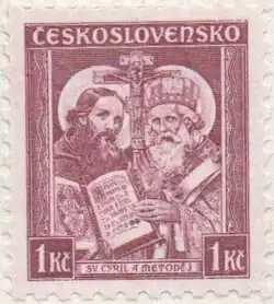 Československá poštovní známka k 1050. výročí Metodějova úmrtí