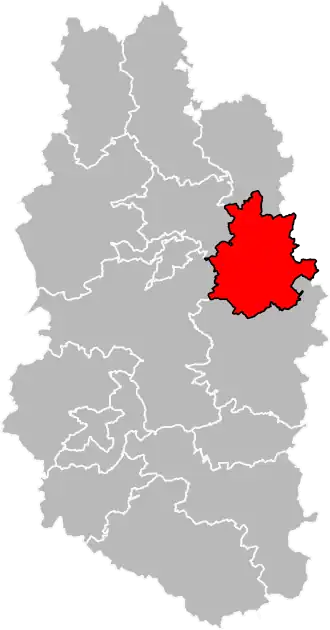 Kanton na mapě departementu Meuse