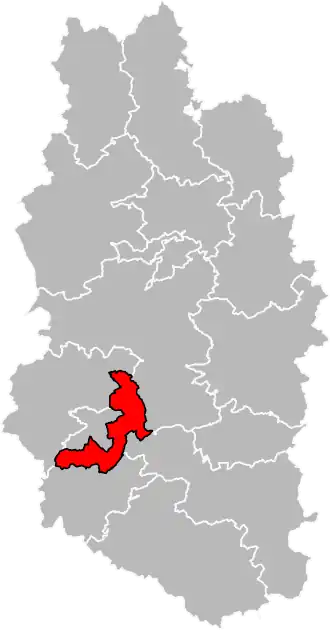 Kanton na mapě departementu Meuse