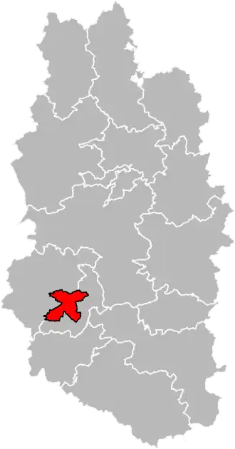 Kanton na mapě departementu Meuse