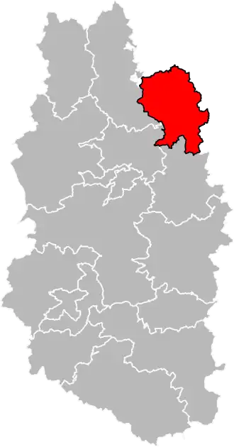 Kanton na mapě departementu Meuse