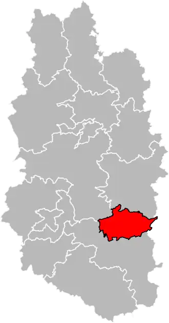 Kanton na mapě departementu Meuse