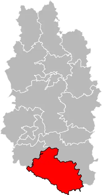 Kanton na mapě departementu Meuse