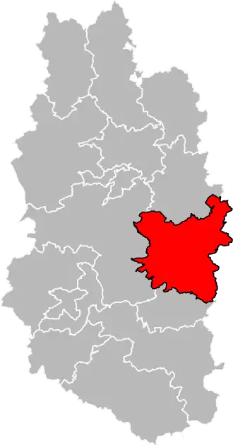 Kanton na mapě departementu Meuse