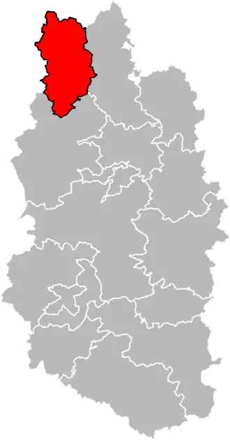 Kanton na mapě departementu Meuse