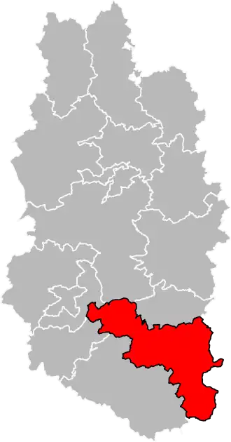 Kanton na mapě departementu Meuse