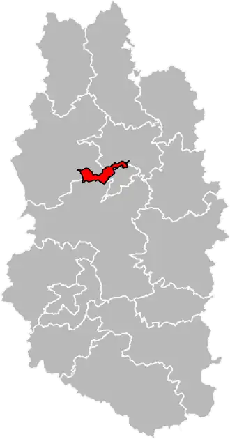 Kanton na mapě departementu Meuse