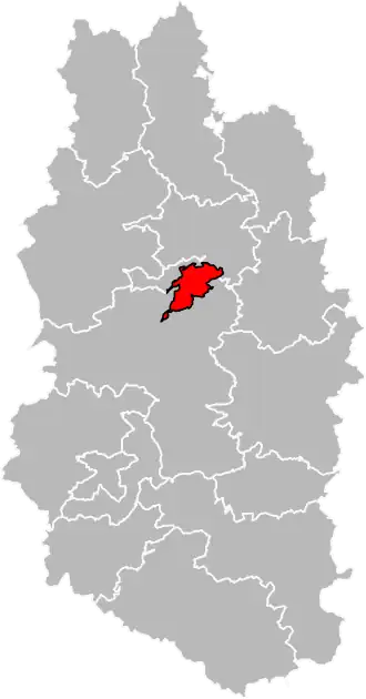 Kanton na mapě departementu Meuse