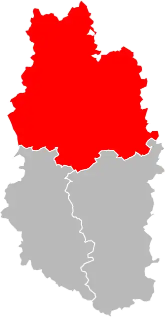 Arrondissement na mapě departementu Meuse