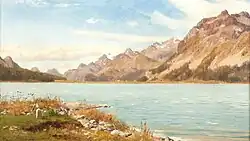 Letní krajina s horským jezerem (asi 1910, pravděpodobně Vierwaldstättersee)