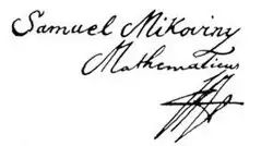 Samuel Mikovíny – podpis