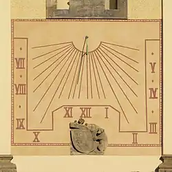 Sluneční hodiny v průčelí kostela