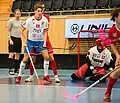 Mikuláš Krbec na Euro Floorball Tour v roce 2018 v zápase proti Švýcarsku