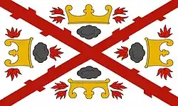 prapor s ondřejským křížem na počest skotských žoldnéřů, později převzat nizozemskými a španělskými vojsky