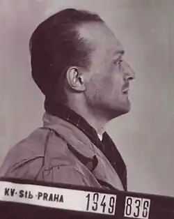 Miloslav Jebavý v roce 1949 na vězeňské identifikační fotografii