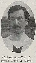 Miroslav Šustera ve věku 35 let, atlet S.K. Slavia Praha, časopis Světozor, 1913