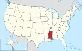 Mississippi na mapě USA