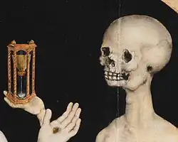 Hlava Smrtky s přesýpacími hodinami