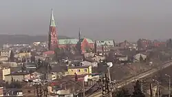 Pohled na Radzionków s kostelem sv. Vojtěcha