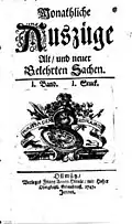 Olomoucké Monatliche Auszüge, první vydání leden 1747