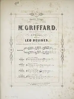 Advokát Griffard (Maître Griffard), titulní strana klavírního výtahu