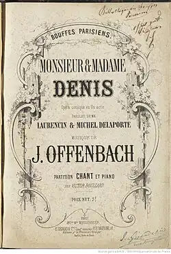 Pán a paní Denisovi. titulní strana partitury