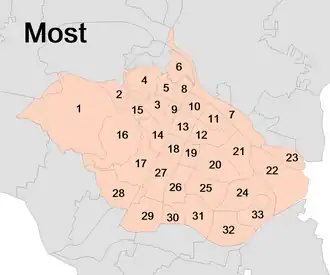 Urbanistické obvody městské části Most.