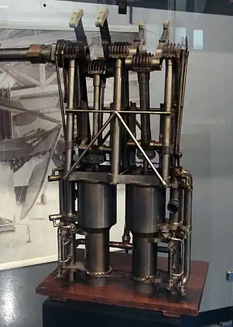 Parní stroj Zéphyr, vyvinutý pro Avion II, vystavený v pařížském Musée de l'air et de l'espace