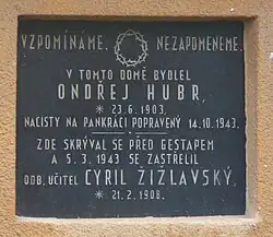 Pamětní deska Cyrilu Žižlavskému a Ondřeji Hubrovi (2007)