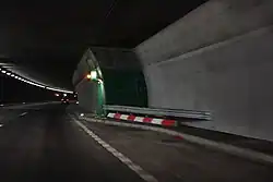 Místo nehody v tunelu Sierre