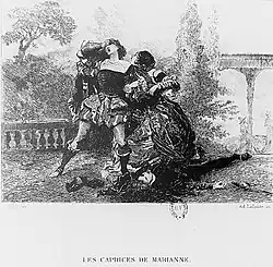 Ilustrace Eugèna Lamiho ke hře z roku 1884