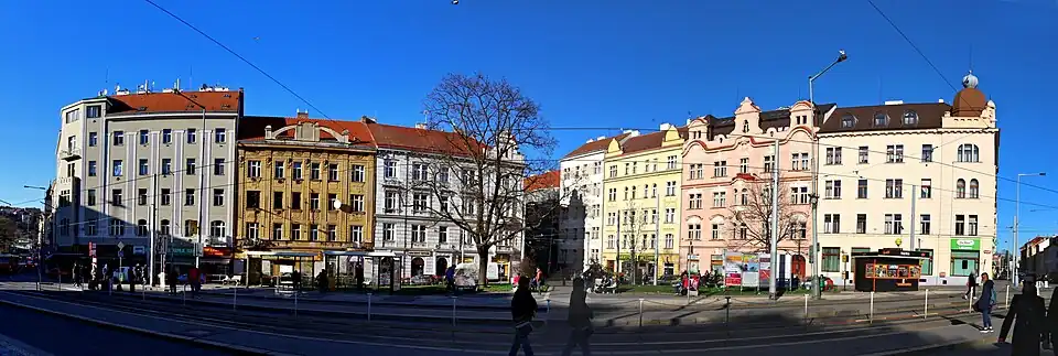 Náměstí Bratří Synků od Nuselské ulice