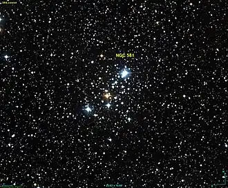 Messier 103 na snímku z přehlídky DSS (Digitized Sky Survey)