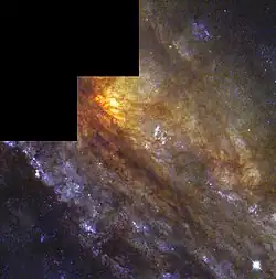Podrobný snímek NGC 253 z Hubbleova vesmírného dalekohledu.