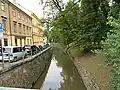 Regulované koryto z mostu v Kanovnické ulici