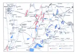 Mapa slavkovského bojiště s vyznačením pozice vojsk