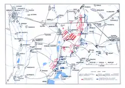 Mapa slavkovského bojiště s vyznačením pozice vojsk
