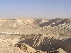 Pohled na Nachal Cin z osady Midrešet Ben Gurion