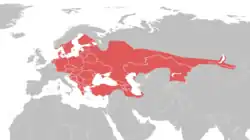 Rozšíření užovky obojkové k roku 2020; po rekvalifikaci poddruhu N. natrix astreptophora na nový druh Natrix astreptophora (2016) a N. natrix helvetica na nový druh Natrix helvetica (2017). Na mapě také chybí označení výskytu někdy uznávaného poddruhu N. natrix cypriaca žijícího na Kypru.