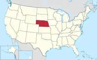 Nebraska na mapě USA