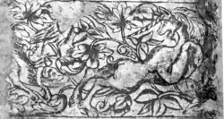 Neumannova čp. 144, Hon na jednorožce (Josef Wlha 1884, detail)