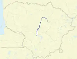 Mapka průběhu toku řeky Nevėžis