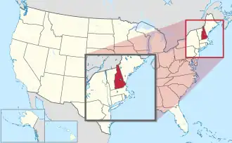 New Hampshire na mapě USA