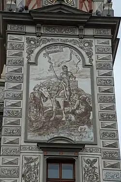 Nová radnice, předání městských privilegií králem Václavem IV. městu v roce 1382