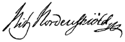 Nils Gustaf Nordenskjöld – podpis