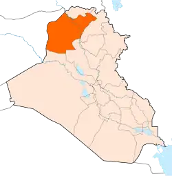 Umístění guvernorátu Ninive v Iráku