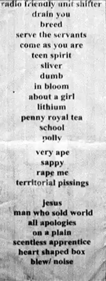 Setlist posledního koncertu v Mnichově 1. března 1994