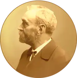 Fotografie profilu Alfreda Nobela – předloha aversu medaile, 1896 či dříve